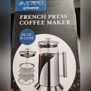 French Press Coffee Maker 34oz 8 Cups Stainless Steel 4 Level Filtration New 294